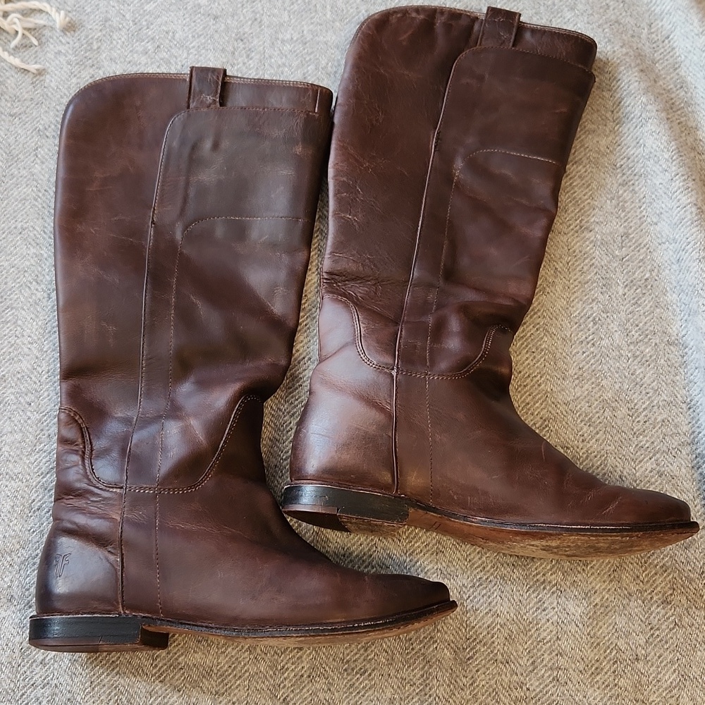 Frye Paige Brown Leather Tall Riding Boots Sz 6.5